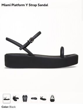 CROCS Miami Platform Y-Strap Sandal - Black